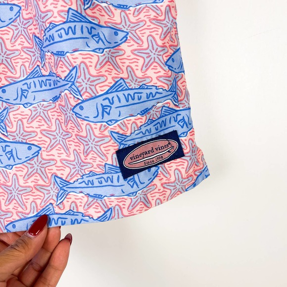 Vineyard Vines (L) Starfish Fish Swim Trunks Shorts Pink Blue - Picture 3 of 10